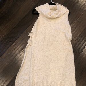 Cream Cowl neck open side tunic sweater